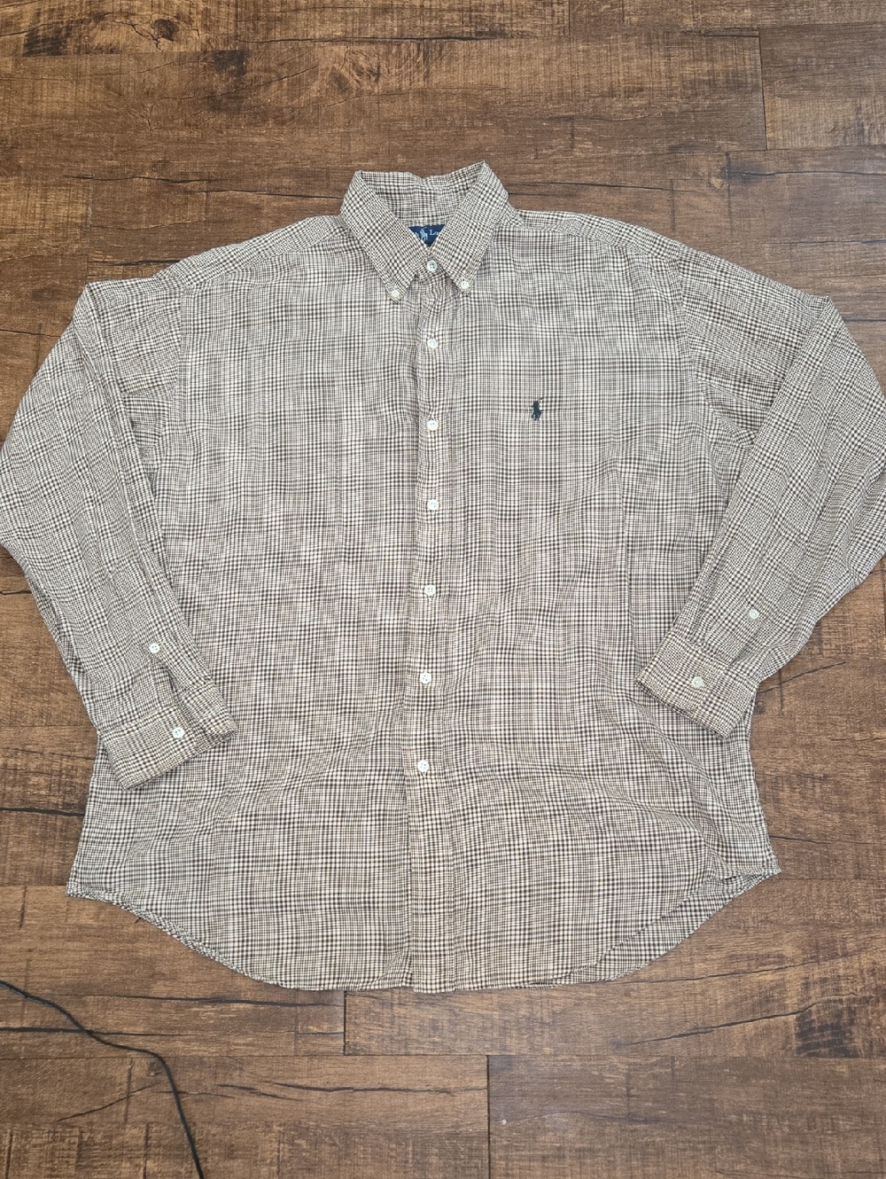 Ralph Lauren Brown Plaid Shirt Blake Cotton Classic Preppy Button Down‎ L